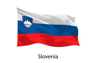 Slovenya 'nın 3D gerçekçi dalgalı bayrağı izole edildi. iposter tasarımı için şablon