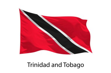 Trinidad ve Tobago 'nun 3D gerçekçi dalgalanan bayrağı izole edildi. iposter tasarımı için şablon