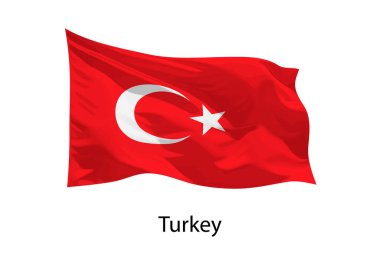 Türkiye 'nin 3D gerçekçi dalgalanan bayrağı izole edildi. iposter tasarımı için şablon