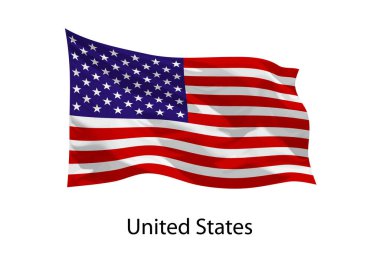 3d realistic Waving flag of United States Isolated. Template for iposter design clipart