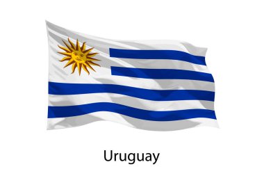 Uruguay 'ın 3D gerçekçi dalgalanan bayrağı izole edildi. iposter tasarımı için şablon