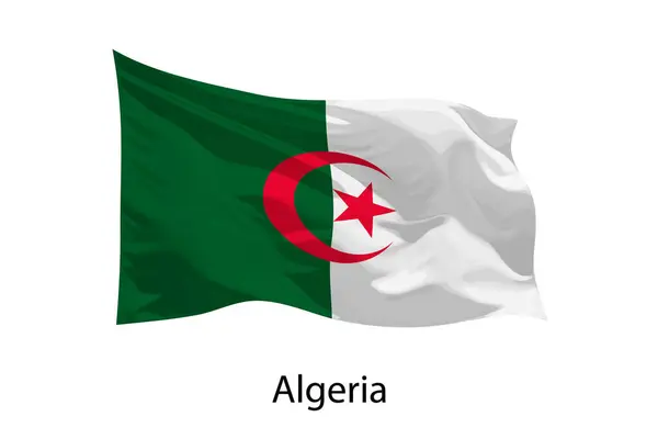 Ρεαλιστική Κυματιστή Σημαία Της Αλγερίας Απομονωμένη Πρότυπο Σχεδίασης Αφίσας — Διανυσματικό Αρχείο