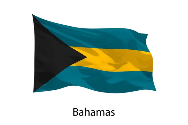 Realistisk Bølge Flagg Bahamas Isolert Mal Iposter Design – stockvektor