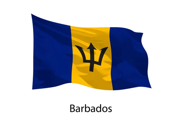 Barbados Boyutlu Gerçekçi Sallama Bayrağı Izole Edildi Iposter Tasarımı Için — Stok Vektör