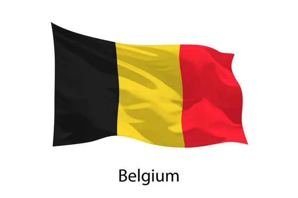 Realistické Vlnění Vlajky Belgie Izolované Šablona Pro Iposter Design — Stockový vektor