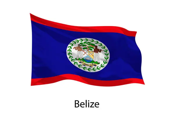 Belize Nin Boyutlu Gerçekçi Dalgalanan Bayrağı Izole Edildi Iposter Tasarımı — Stok Vektör