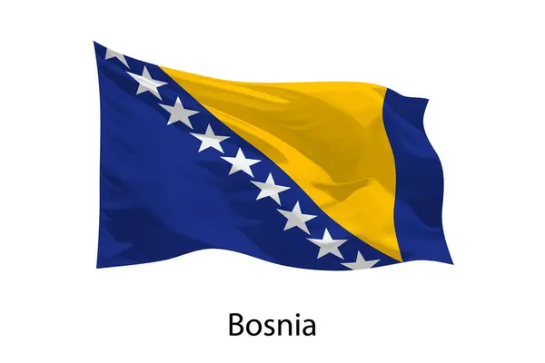 Realistisches Fahnenschwenken Von Bosnien Isoliert Vorlage Für Iposter Design — Stockvektor