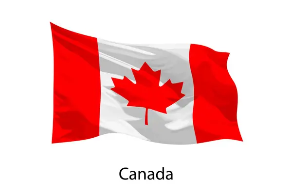 Realista Ondeando Bandera Canadá Aislado Plantilla Para Diseño Iposter — Vector de stock