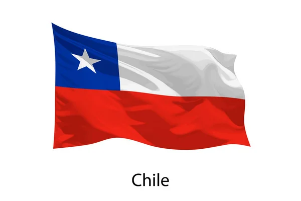 Şili Nin Boyutlu Gerçekçi Dalgalanan Bayrağı Izole Edildi Iposter Tasarımı — Stok Vektör