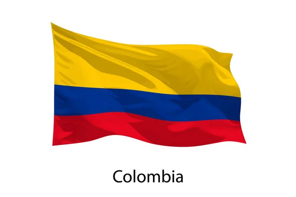 Realista Ondeando Bandera Colombia Aislado Plantilla Para Diseño Iposter — Vector de stock