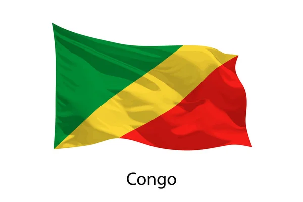 Ρεαλιστική Κυματιστή Σημαία Του Κονγκό Απομονωμένη Πρότυπο Σχεδίασης Αφίσας — Διανυσματικό Αρχείο