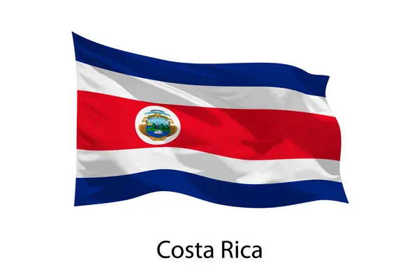 Realista Ondeando Bandera Costa Rica Aislado Plantilla Para Diseño Iposter — Vector de stock