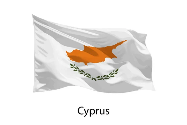 Realistica Bandiera Sventolando Cipro Isolato Modello Progettazione Iposter — Vettoriale Stock