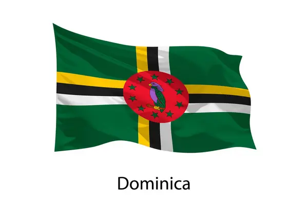 Dominica Nın Gerçekçi Dalgalanan Bayrağı Izole Edildi Iposter Tasarımı Için — Stok Vektör