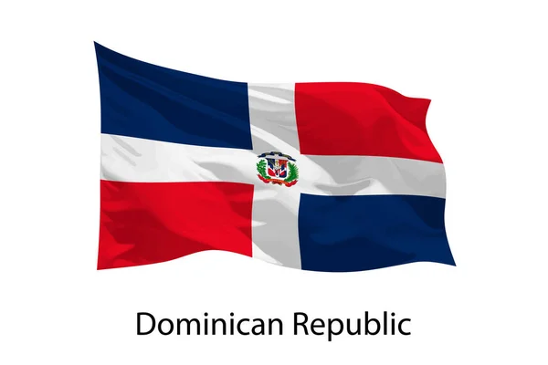 Realistisches Fahnenschwenken Der Dominikanischen Republik Isoliert Vorlage Für Iposter Design — Stockvektor