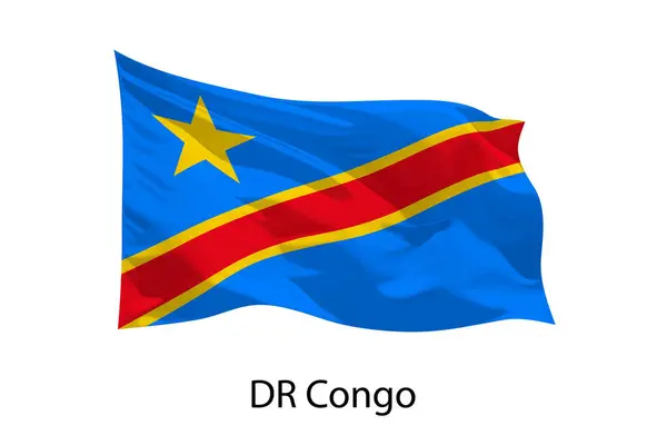 stock vector 3d realistic Waving flag of DR Congo Isolated. Template for poster design