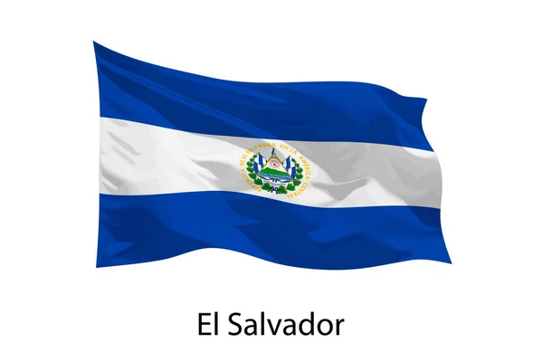 Realisztikus Hullámzó Zászló Salvador Elszigetelt Imposztor Kialakításának Sablonja — Stock Vector