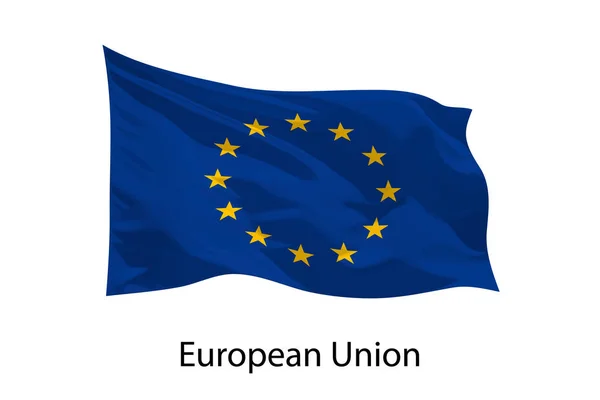 Realistica Bandiera Sventolante Dell Unione Europea Isolato Modello Progettazione Iposter — Vettoriale Stock