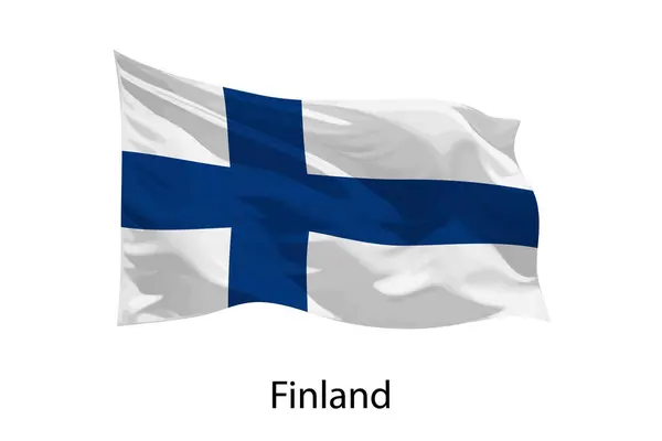 Realistische Zwaaiende Vlag Van Finland Geïsoleerd Sjabloon Voor Iposter Ontwerp — Stockvector