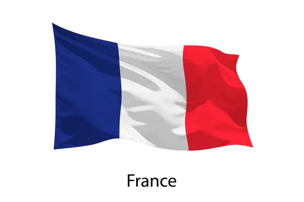 Realistisk Viftande Flagga Frankrike Isolerad Mall För Iaffischdesign — Stock vektor