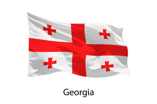 Реалистичное Размахивание Флагом Грузии Изолировано Шаблон Дизайна Iposter — стоковый вектор
