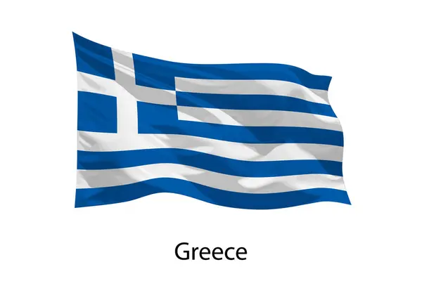 Realistyczny Flaga Falująca Grecji Izolowane Szablon Projektowania Iposter — Wektor stockowy