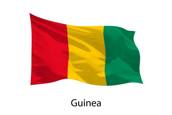 Realista Ondeando Bandera Guinea Aislado Plantilla Para Diseño Póster — Vector de stock