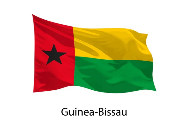 Guinea Bissau Nun Boyutlu Gerçekçi Dalgalanan Bayrağı Izole Edildi Poster — Stok Vektör