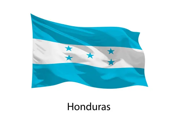 Realistische Zwaaiende Vlag Van Honduras Geïsoleerd Sjabloon Voor Iposter Ontwerp — Stockvector