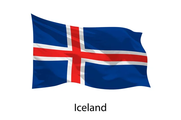 Realistyczne Flaga Falująca Islandii Izolowane Szablon Projektowania Iposter — Wektor stockowy