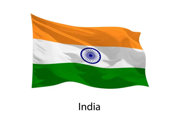 Realista Acenando Bandeira Índia Isolado Modelo Para Design Cartaz —  Vetores de Stock