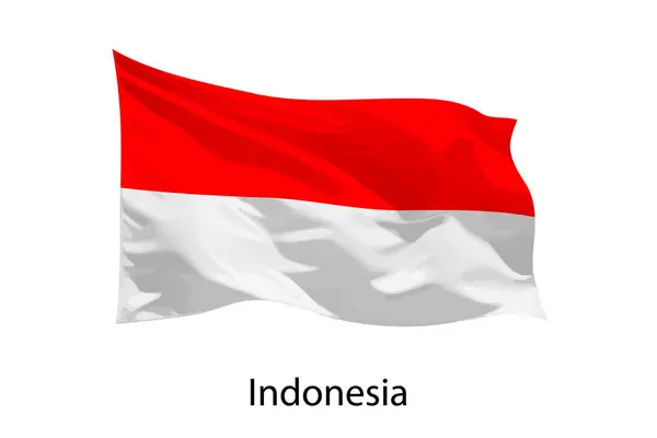 Realista Ondeando Bandera Indonesia Aislado Plantilla Para Diseño Póster — Vector de stock