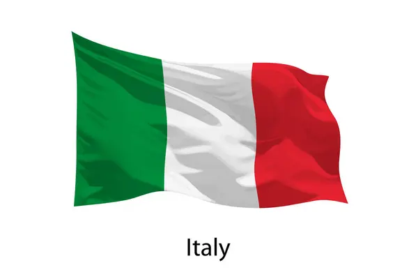 Realistyczne Flaga Falująca Włoch Izolowane Szablon Projektowania Iposter — Wektor stockowy