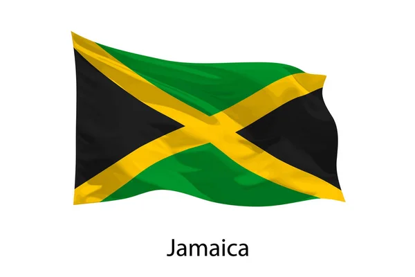 Realistická Vlnící Vlajka Jamajky Izolovaná Šablona Pro Iposter Design — Stockový vektor