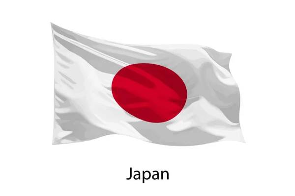 Realistico Sventolando Bandiera Del Giappone Isolato Modello Progettazione Poster — Vettoriale Stock