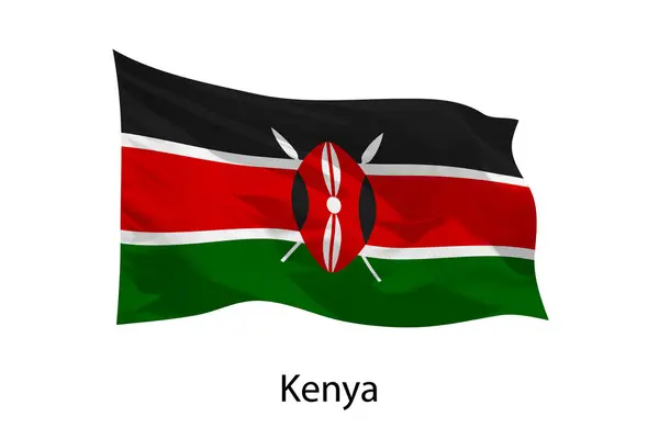 三维现实的肯尼亚飘扬的旗帜被隔离 海报设计模板 — 图库矢量图片