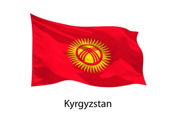 Realistisches Fahnenschwenken Von Kirgisistan Isoliert Vorlage Für Plakatgestaltung — Stockvektor