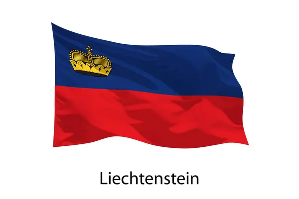Realistic Waving Flag Liechtenstein Isolated Template Iposter Design — Stock Vector