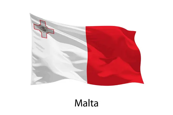 Realista Ondeando Bandera Malta Aislado Plantilla Para Diseño Iposter — Archivo Imágenes Vectoriales