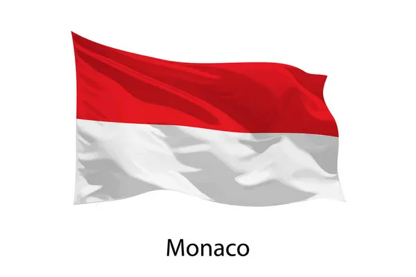 Realistische Zwaaiende Vlag Van Monaco Geïsoleerd Sjabloon Voor Iposter Ontwerp — Stockvector