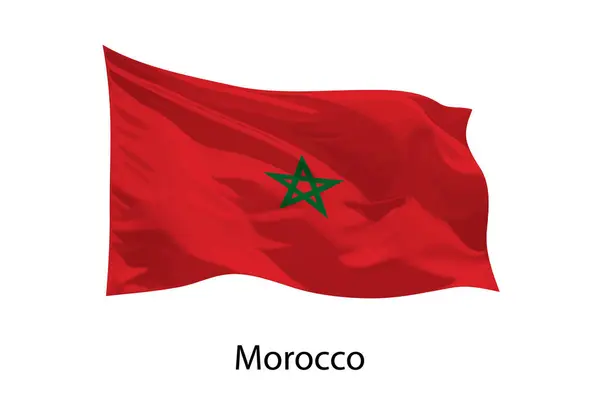 Realistisches Fahnenschwenken Von Marokko Isoliert Vorlage Für Plakatgestaltung — Stockvektor