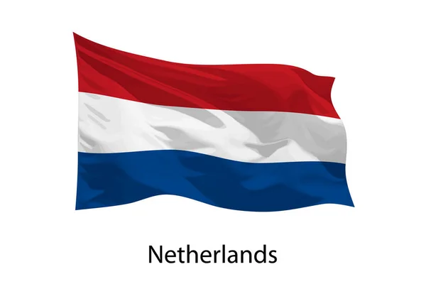 Realistische Golvende Vlag Van Nederland Geïsoleerd Sjabloon Voor Iposter Ontwerp — Stockvector