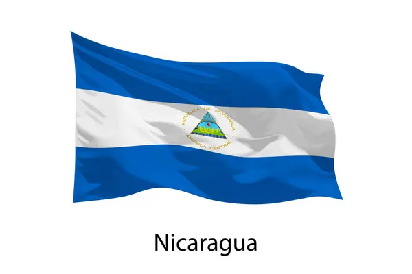 Realista Acenando Bandeira Nicarágua Isolado Modelo Para Design Iposter — Vetor de Stock