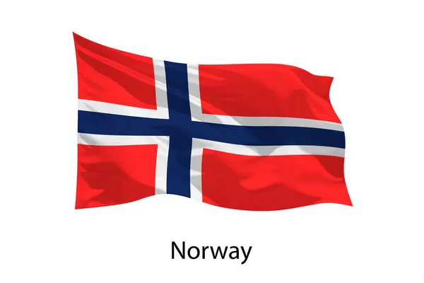 Ρεαλιστική Κυματιστή Σημαία Της Νορβηγίας Απομονωμένη Πρότυπο Σχεδιασμού Iposter — Διανυσματικό Αρχείο