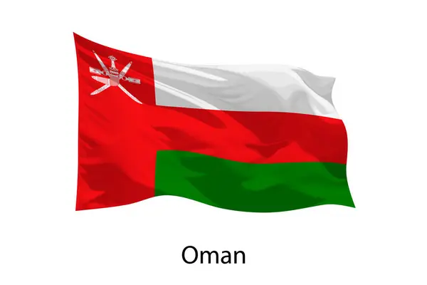 Реалистичное Размахивание Флагом Омана Изолирован Шаблон Оформления Плаката — стоковый вектор