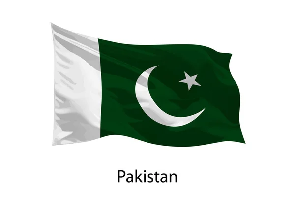 Realista Ondeando Bandera Pakistán Aislado Plantilla Para Diseño Póster — Vector de stock