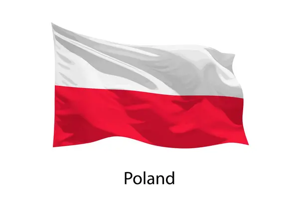 Realistic Waving Flag Poland Isolated Template Iposter Design — Stock Vector