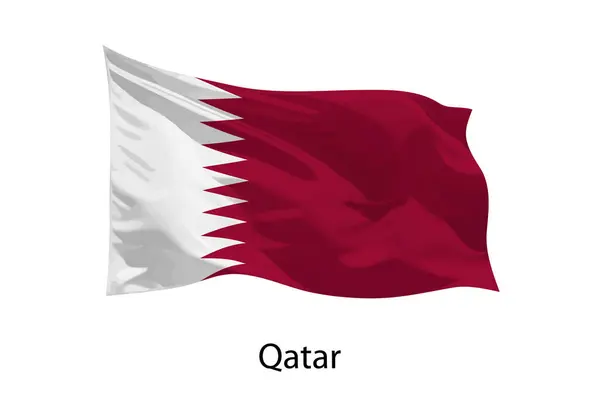 Realistic Waving Flag Qatar Isolated Template Poster Design — Stock Vector