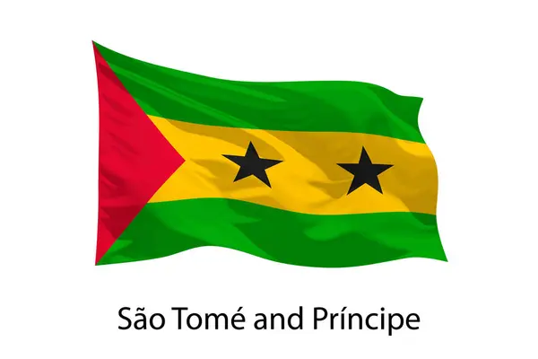 Realistic Waving Flag Sao Tome Principe Isolated Template Poster Design — Stock Vector