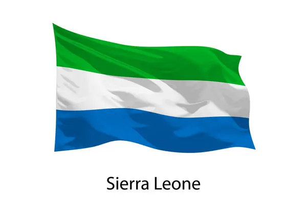 Realistic Waving Flag Sierra Leone Isolated Template Poster Design — Stock Vector